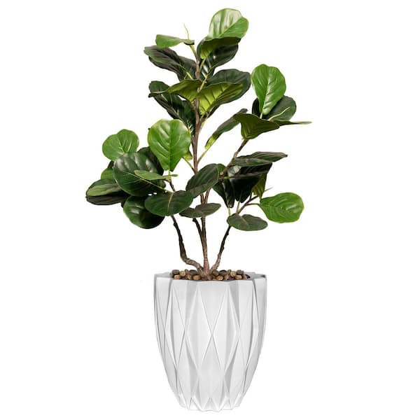 VINTAGE HOME Artificial 37 " High Artificial Fig Tree With Fiberstone Planter