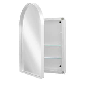 Anky 24 in. W x 4.5 in. D x 36 in. H Metal Bathroom Storage Arched Medicine Wall Cabinet with Mirror in White