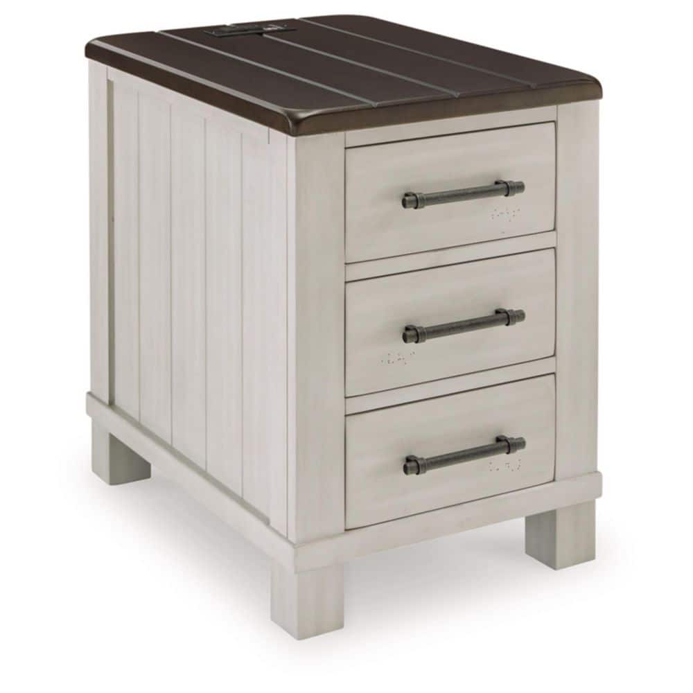 Darborn 18 in. Gray Rectangle Wood End Table with Storage and Drawers - thumbnail 3