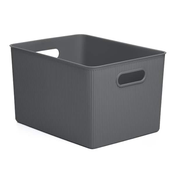 SUPERIO Superior 24 qt. Ribbed Storage Bin in Gray