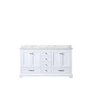 Dukes 60 in. W x 22 in. D White Double Bath Vanity and Carrara Marble Top
