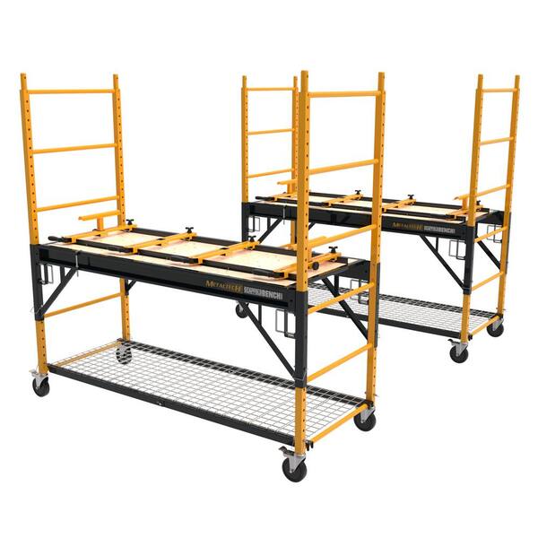 MetalTech 6 ft. Multi-Purpose 4-in-1 Scaffold Bench, Workbench, Storage System and Cart (2-Pack)