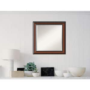 Medium Square Walnut Casual Mirror (24.75 in. H x 24.75 in. W)