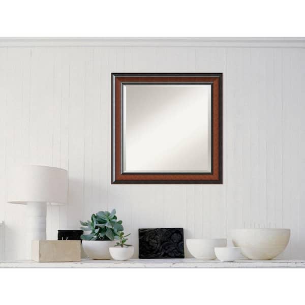 Amanti Art Medium Square Walnut Casual Mirror (24.75 in. H x 24.75 in. W)