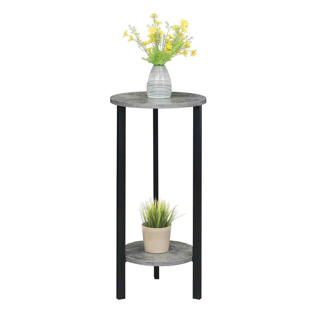 Graystone 31.5" Cement and Black Two-Tier Plant Stand