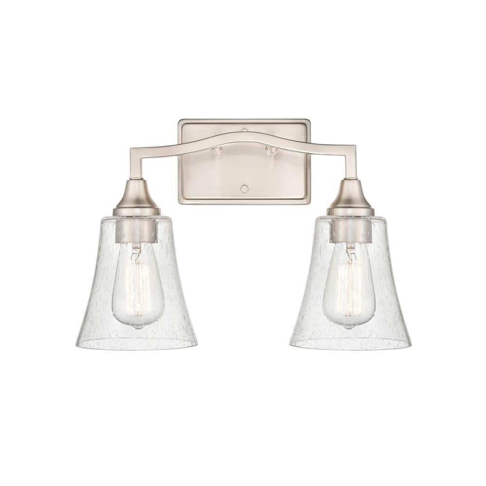 Caily 15.75 in. 2-Light Brushed Nickel Vanity Light with Clear Glass Shade price history on PriceWatchPro