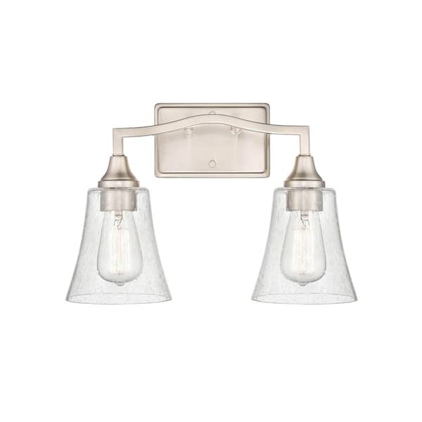 Millennium Lighting Caily 15.75 in. 2-Light Brushed Nickel Vanity Light with Clear Glass Shade