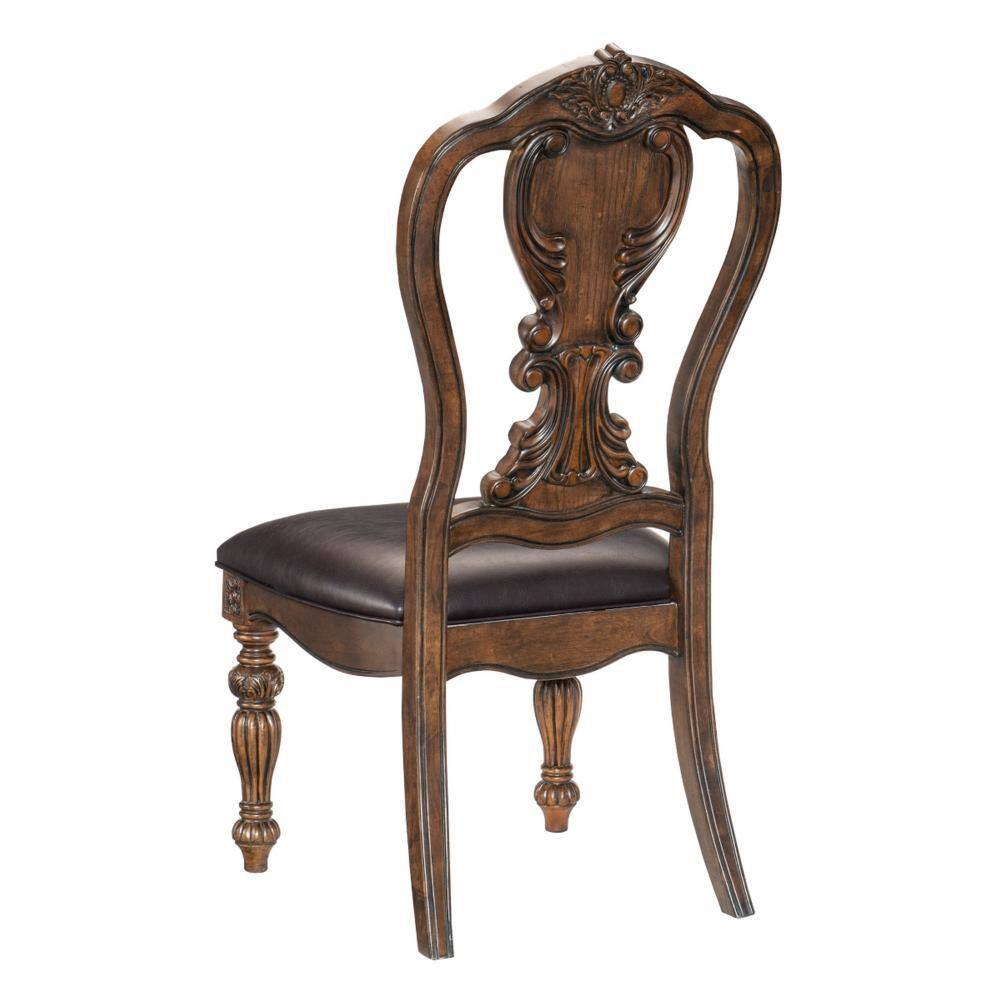 Devi High Back Brown Faux Leather Upholstered Side Chair