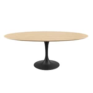Lippa 60 in. Natural Oval Wood Top Powder Coated Metal Base with Wood Frame (Seats 4)