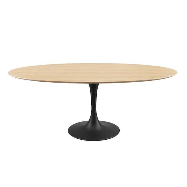 MODWAY Lippa 60 in. Natural Oval Wood Top Powder Coated Metal Base with Wood Frame (Seats 4)