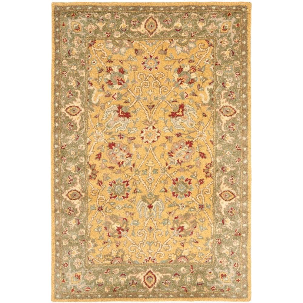 Antiquity Gold and Green Handmade Wool Area Rug