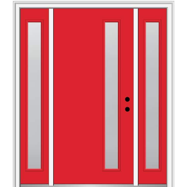 MMI Door 64.5 in. x 81.75 in. Viola Right-Hand Inswing 1-Lite Frosted Painted Fiberglass Smooth Prehung Front Door with Sidelites