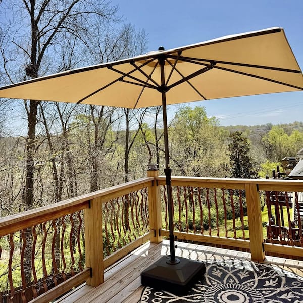 10 ft. Square Patio Umbrella Outdoor Table Umbrella Aluminum Frame Market Umbrella with 8-Sturdy Ribs, Beige