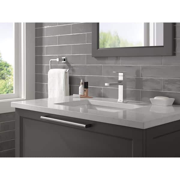 Velum Single Handle Single Hole Bathroom Faucet with Deckplate Included and Drain Kit Included in Chrome
