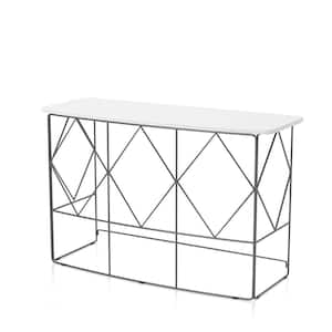 Mannis 47 in. White and Black Rectangular Wooden Top Console Table
