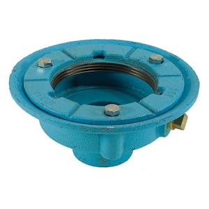 2 in. Code Blue Cast Iron No Hub Drain Base (Body) with 7 in. Pan and 3-1/2 in. Spud Size