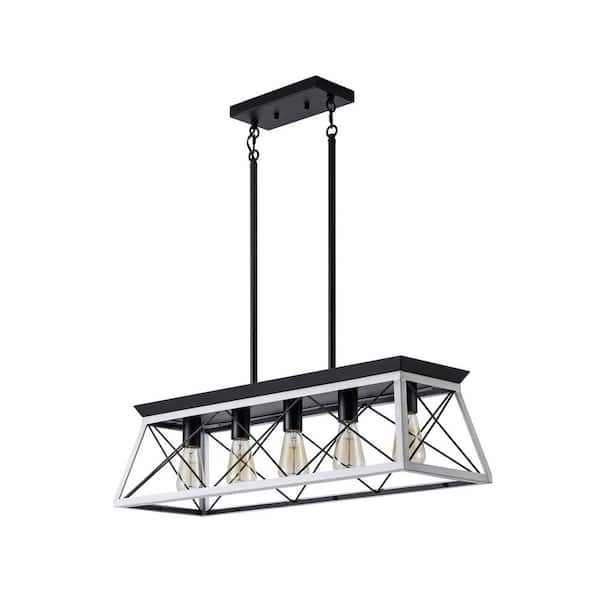 Jushua 5-Light Farmhouse Island Metal Solid Chandelier, Hanging Ceiling Light, Pendant Light Fixture