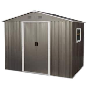 ITOPFOX 8 ft. W x 6 ft. D Outdoor Gray Metal Storage Shed with
