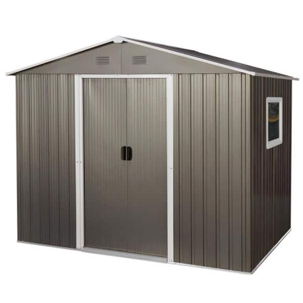 8 ft. W x 6 ft. D Outdoor Metal Storage Shed with Window, Double Door and Vents in Gray (48 sq. ft. )