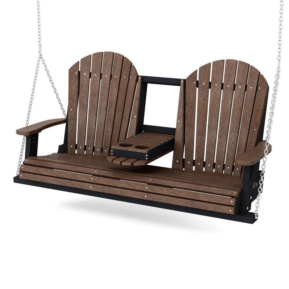 Heritage 2-Person Tudor Brown and Black HDPE Plastic Porch Swing with Console price history on PriceWatchPro