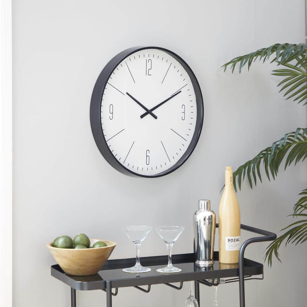 Litton Lane 20 in. x 20 in. Black Glass Wall Clock 042149 - The