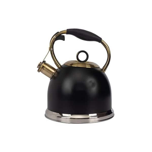 10-Cup Food Grade Stainless Steel Induction Stovetop Tea Kettle, Hot Water Fast to Boil for Stove Top, Black