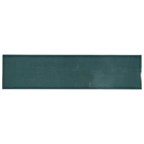Ivy Hill Tile Colorwave Emerald Green 4.43 in. x 0.34 in. Polished Crackled Ceramic Subway Wall Tile Sample