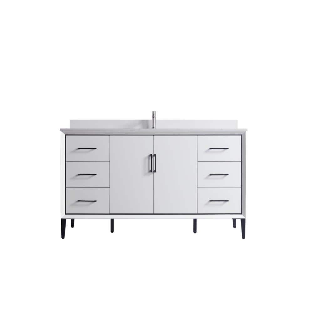 VSD 60in. W x 22in. D x 35in. H Single Sink Freestanding Bath Vanity in Whi