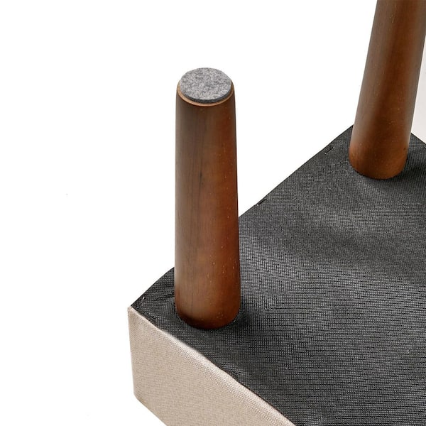 Small Foot Rest Ottoman, Linen Foot Stool with Legs for Desk, Sofa, Living Room, Entryway-Beige Stool Style 1