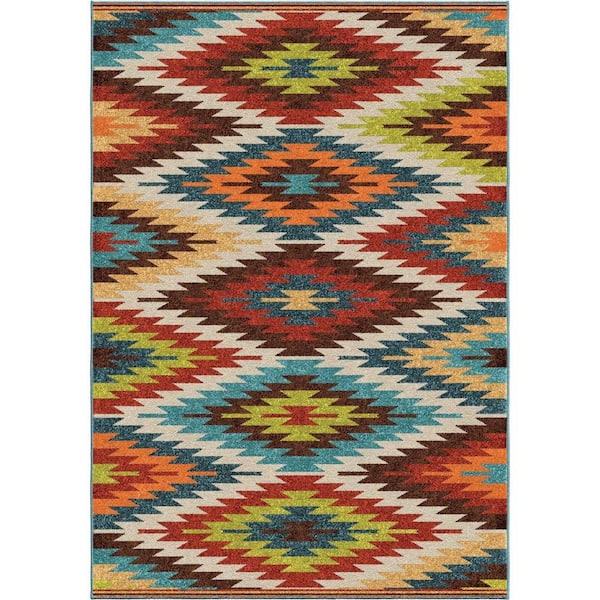 Orian Rugs Prescott Multi Aztec 5 ft. x 8 ft. Indoor/Outdoor Area Rug