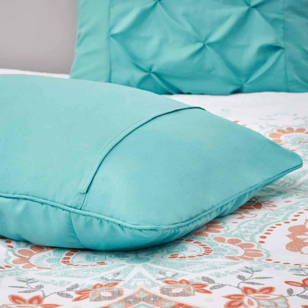 Twin Aqua and Orange Microfiber Boho Bed in a Bag Set