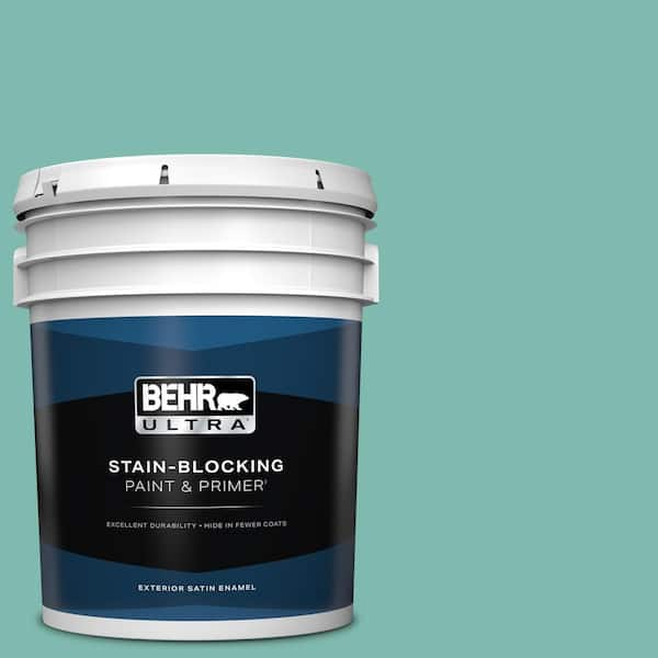 BEHR ULTRA 5 gal. #490D-5 Winter Surf Satin Enamel Exterior Paint & Primer