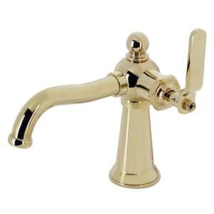 Knight Single-Handle Single Hole Bathroom Faucet with Push Pop-Up in Polished Brass