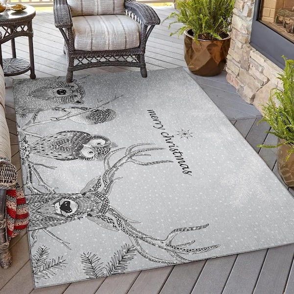 Addison Rugs Cozy Winter Gray 3 ft. x 5 ft. Indoor/Outdoor