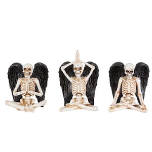 6.69 in. H Resin Shelf Sitter Halloween Yoga Skeletons with Wings Set of 3