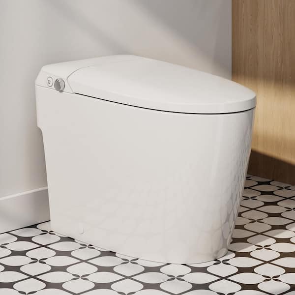 10 in. Rough-in Non-Electric Elongated Smart Bidet Toilet 1.0 GPF in White with ADA Chair Height and Foot Kick Flush