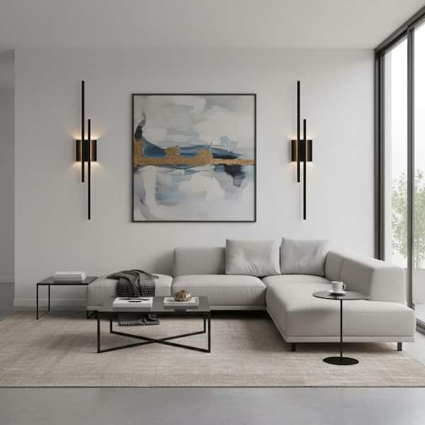 24 in. 2-Light Black 3000K Integrated LED Wall Sconce, Modern Linear Wall Light Fixture for Bedroom and Living Room