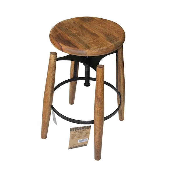 Unbranded Art Decor Black and Natural Strong Wood Stool