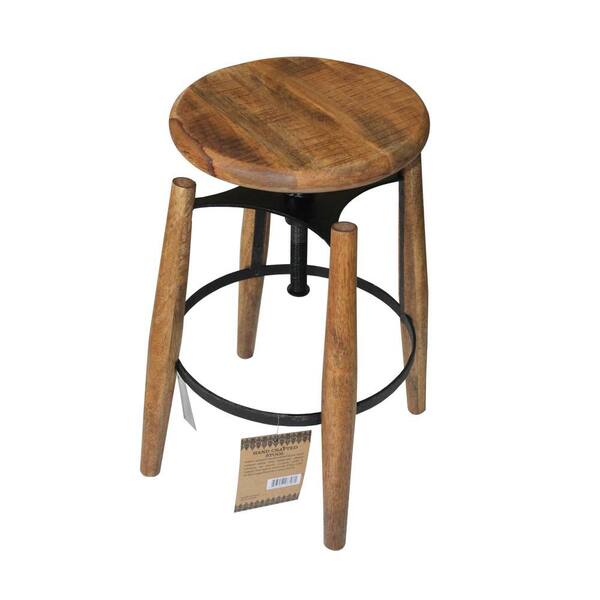 LR Home Art Decor Black and Natural Strong Wood Stool