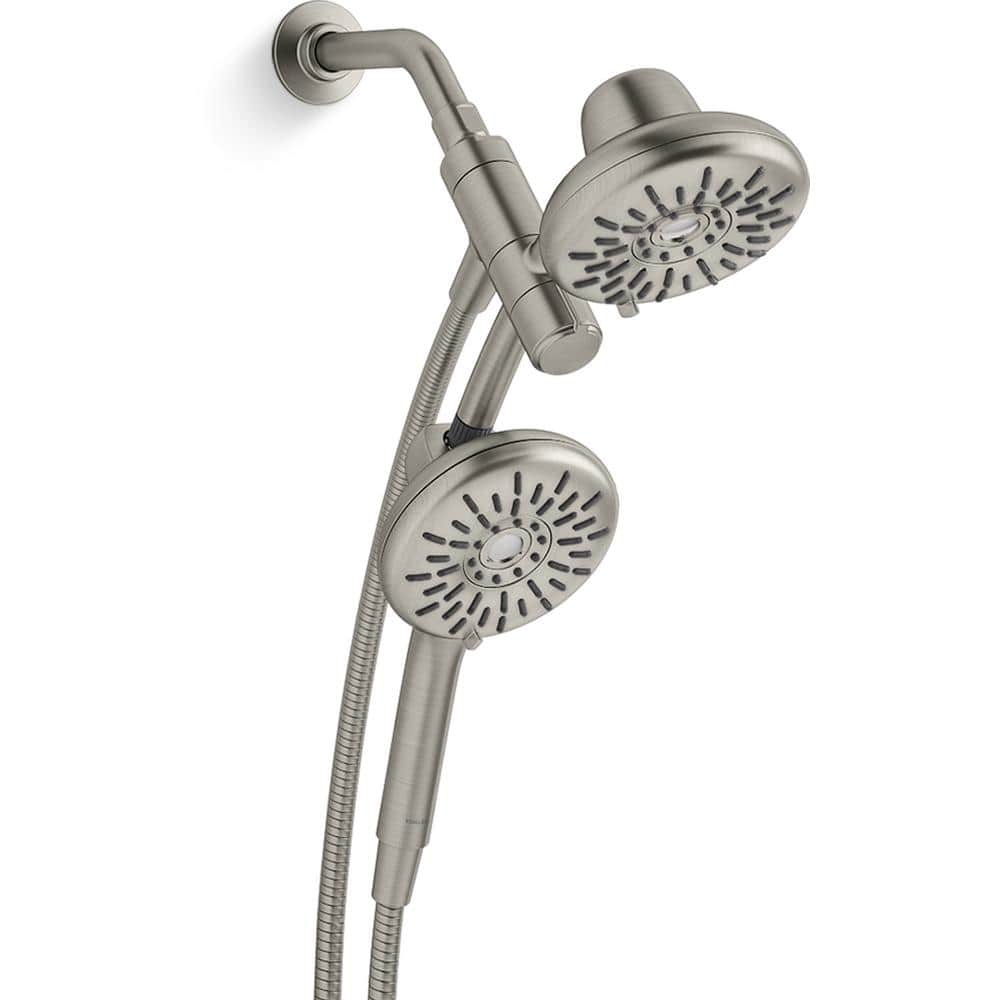 KOHLER Freespin Bellerose 3-Spray 5.25 in. Dual Wall Mount Fixed and Handheld Shower in Vibrant Brushed Nickel