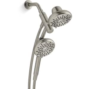 Freespin Bellerose 3-Spray Patterns 5.25 in. Wall Mount Dual Shower Heads in Vibrant Brushed Nickel