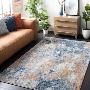 Aston Navy/Gold 4 ft. x 6 ft. Distressed Geometric Area Rug