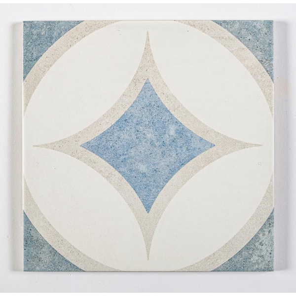 ANDOVA Luv Adore White/Blue/Gray 8 in. x 8 in. Smooth Matte Porcelain Floor and Wall Tile (8.17 sq. ft./Case)