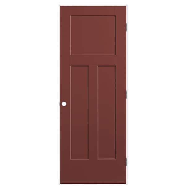 Masonite 30 in. x 80 in. 3-Panel Winslow Left-Hand Solid Core Red Bluff Molded Composite Single Prehung Interior Door