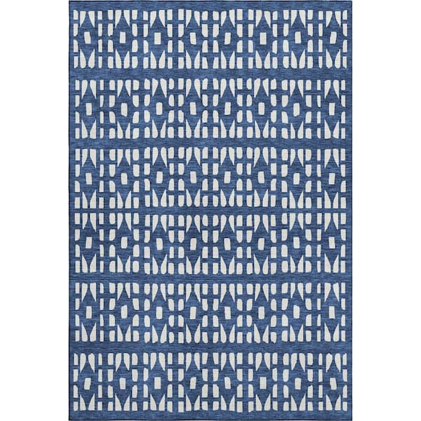 Addison Rugs Mayfield Premium Machine Washable Abstract AMF963 Navy 3 ft. x 5 ft. Area Rug