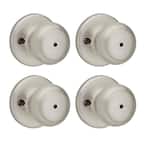 Cove Satin Nickel Bed/Bath Door Knob (4-Pack)