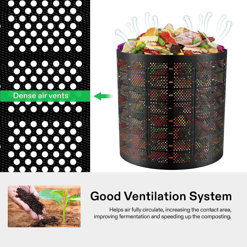 VIVOSUN 300 Gallon Black Expandable Outdoor Compost Bin with Gloves