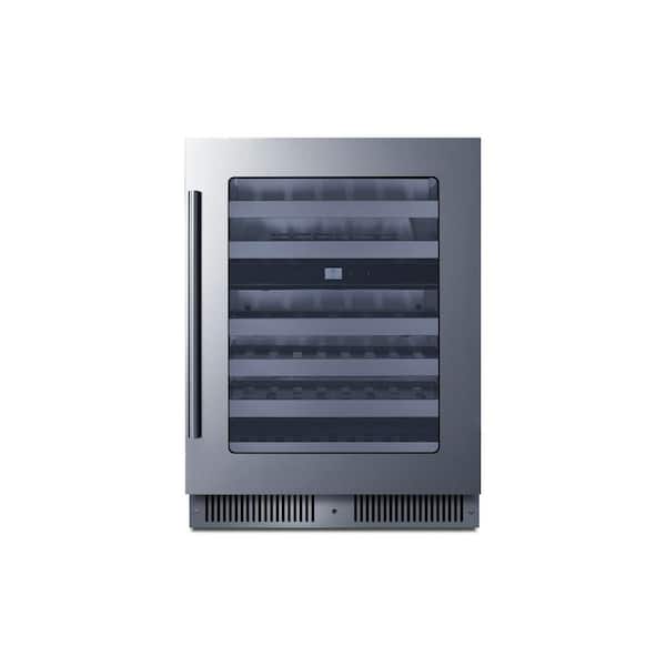 24 in. Dual Zone 48 Wine Bottles Wine Cooler in Glass/Black