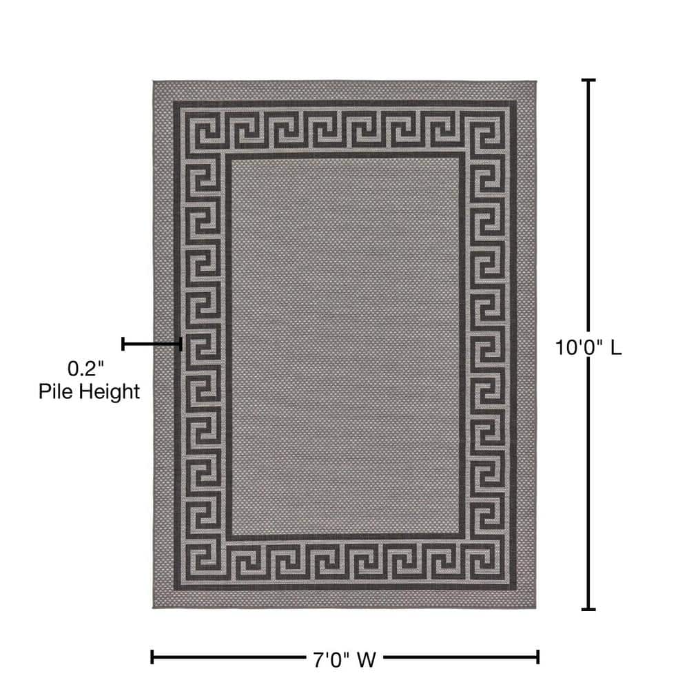 Gray Rectangular Synthetic Outdoor Washable Area Rug