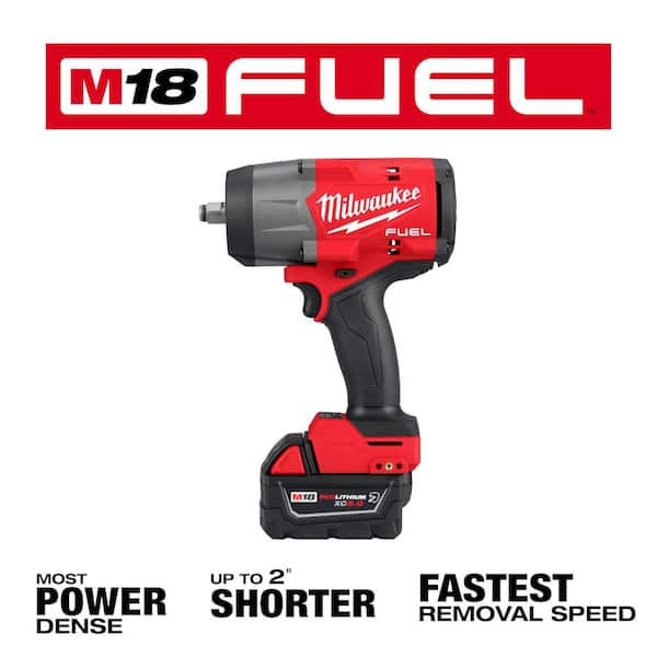 M18 FUEL 18V Lithium-Ion Brushless Cordless 1/2 in. Impact Wrench  w/Friction Ring Kit w/One 5.0 Ah Battery and Bag